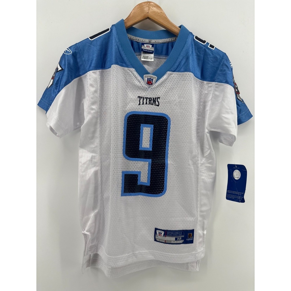 Tennessee Titans Reebok NFL Jersey Boys White Blue Steve McNair #9 Medium NWT